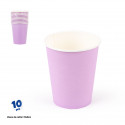 Copos descartáveis de papelão lilás pastel liso em pacote de 10 unidades