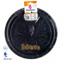 Prato de papelão preto para o Halloween em pacote de 6 peças e 23 cm
