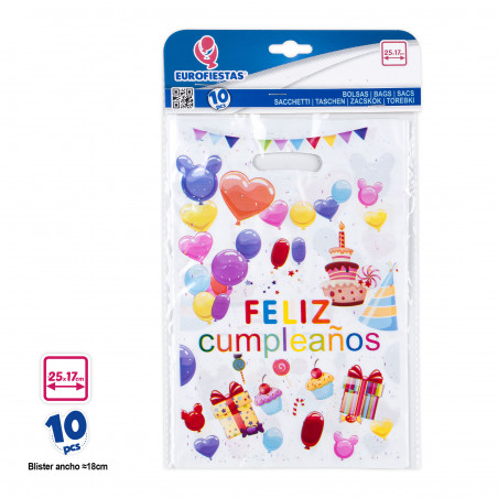 Sacos de plástico para aniversários em pacote de 10 unidades