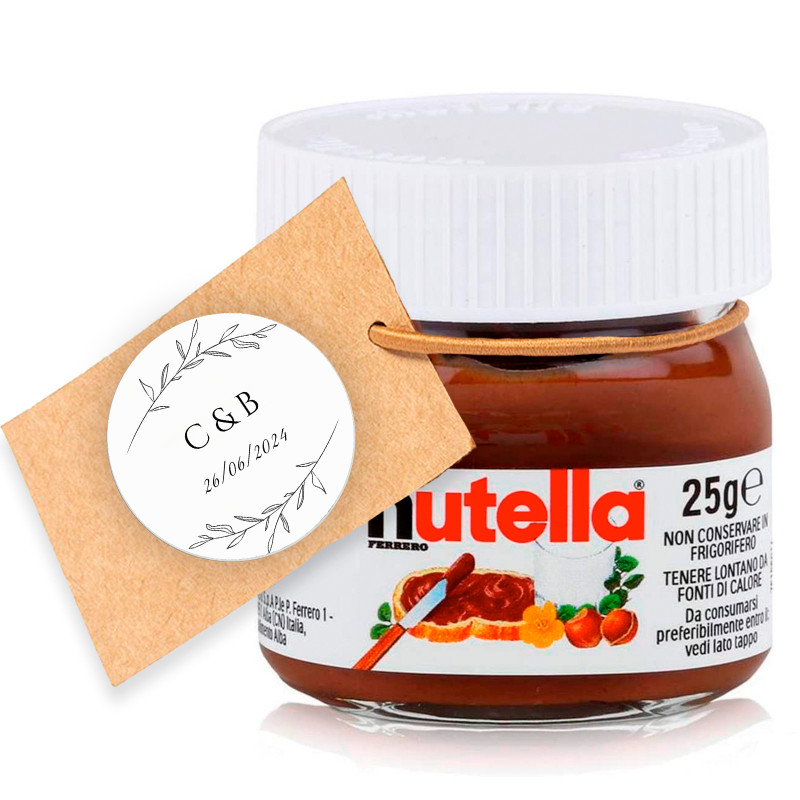 Nutella 25 gramas com etiqueta personalizada para detalhes