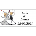 Saca-rolhas em formato de garrafa com adesivo personalizado para lembrancinhas de casamento