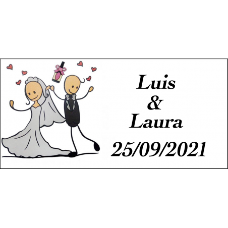 Saca-rolhas em formato de garrafa com adesivo personalizado para lembrancinhas de casamento