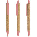 Caneta de palha de trigo rosa em estojo com adesivo de batizado para detalhes