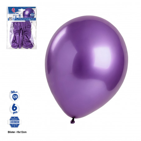 Globo cromado roxo em pacote de 6 unidades