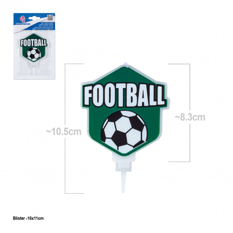 Vela para aniversário com tema de futebol