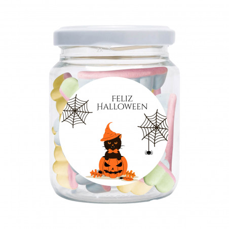 Pote de doces para dentadura de Halloween com adesivo personalizável