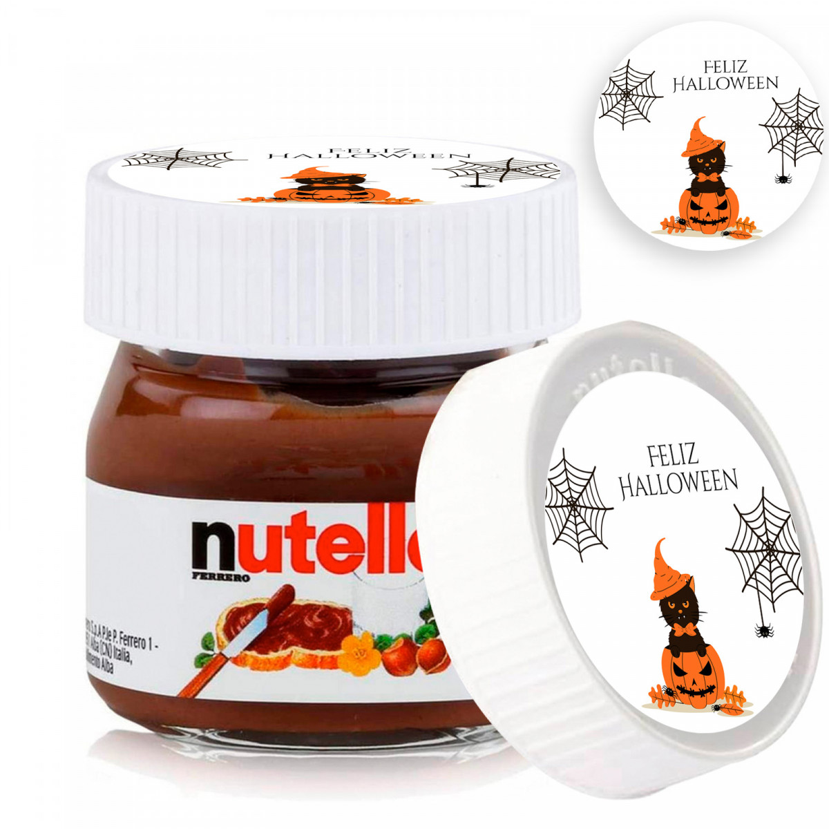 Nutella 25 gramas com tampa personalizada de Halloween para presentear