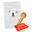 Mini Nocilla 15g com colher para biscoitos em saco transparente com adesivo de Halloween personalizado para detalhes