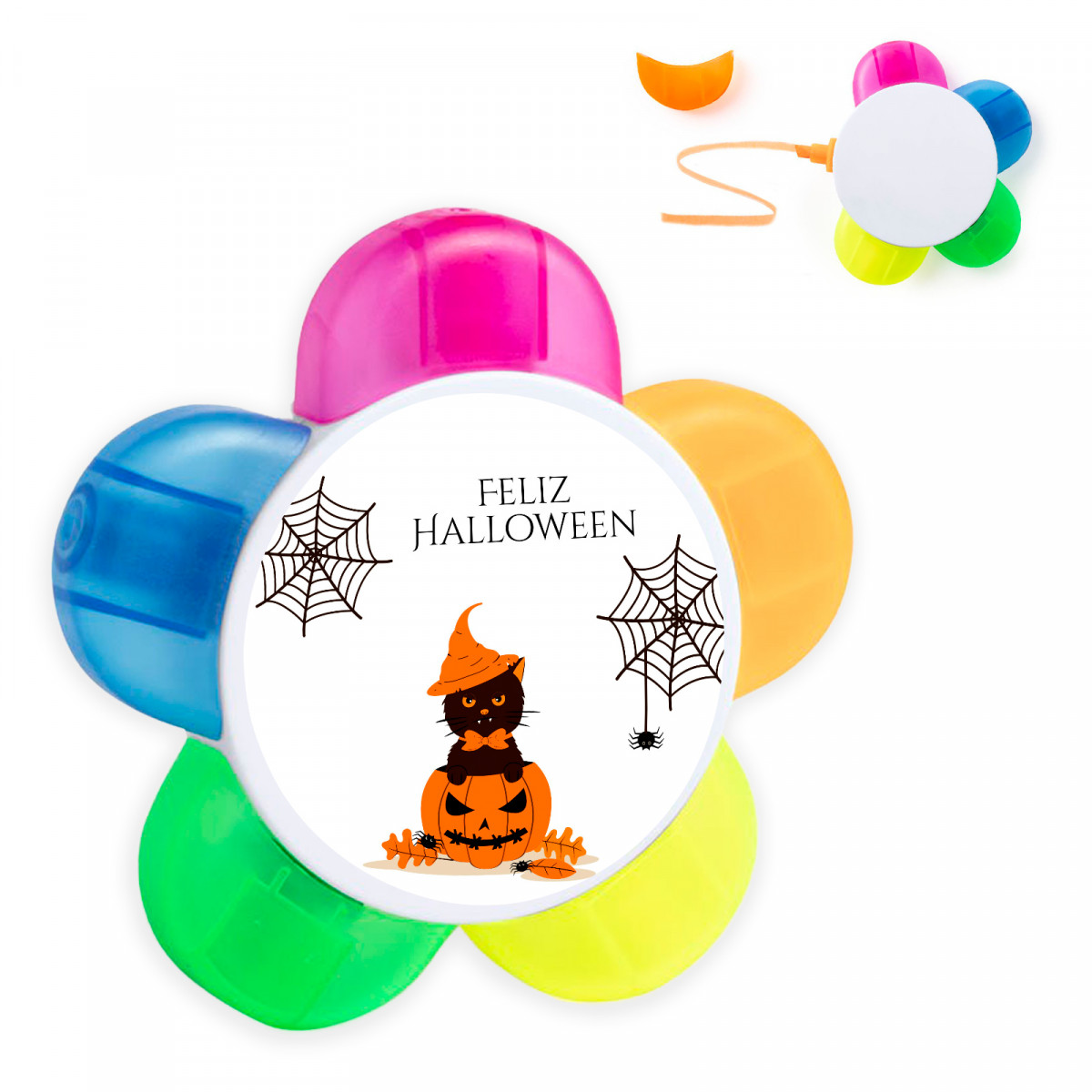 Marcador de cores com adesivo personalizado para Halloween