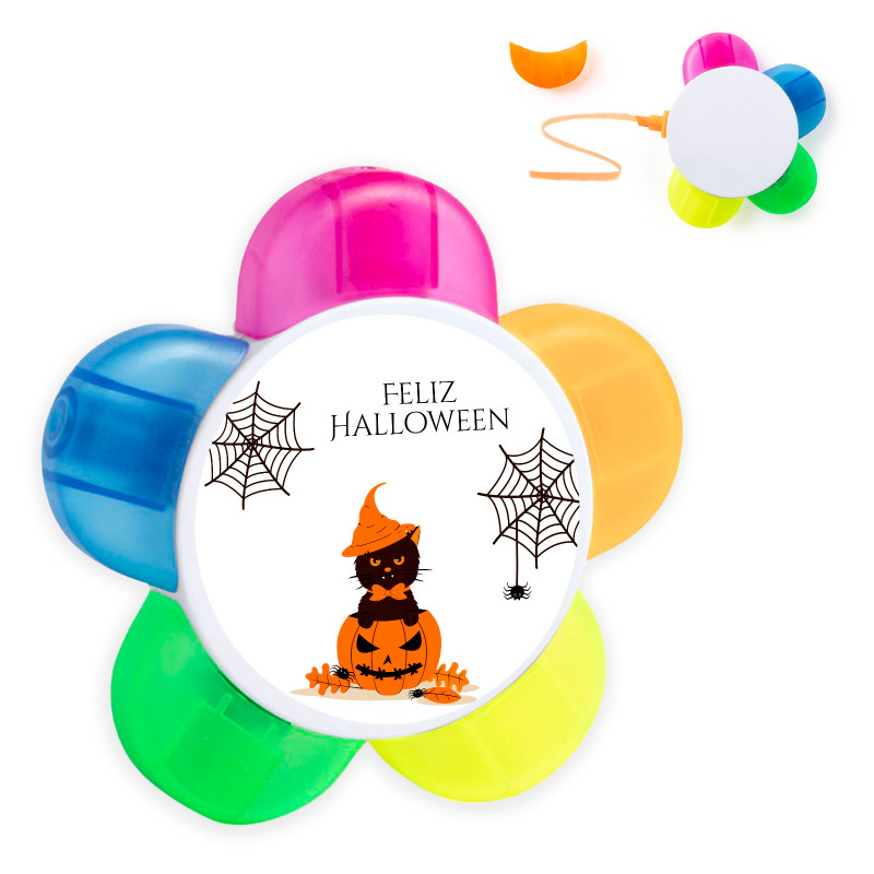 Marcador de cores com adesivo personalizado para Halloween