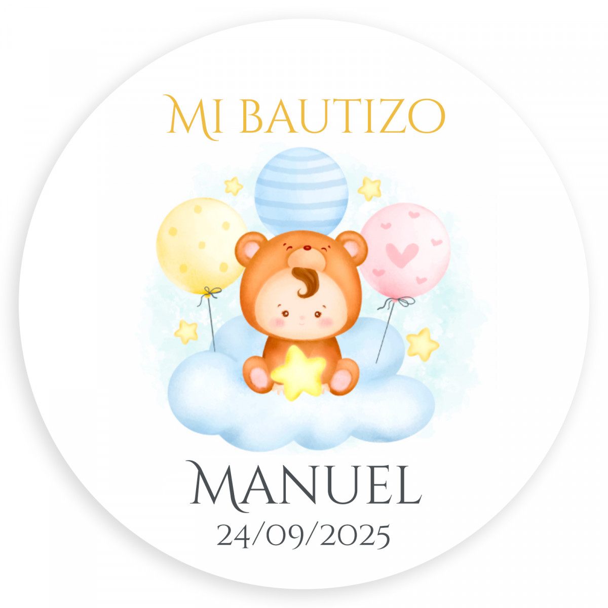 Adesivo personalizado de 5 cm com bebê na nuvem