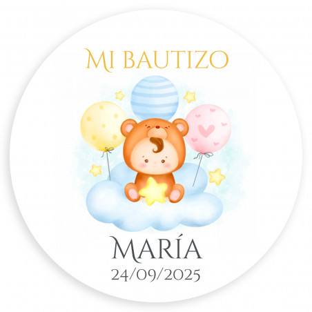 Adesivo personalizável de 3 cm com bebê na nuvem