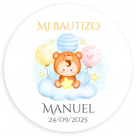 Adesivo personalizável de 3 cm com bebê na nuvem