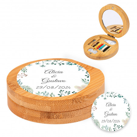 Kit de costura de bambu com adesivo herbal personalizável de 5 cm para detalhes