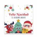 Adesivo de Natal 5x5cm personalizável com design do Papai Noel e amigos