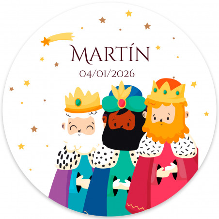 Adesivo de Natal dos Três Reis Magos personalizável de 3 cm