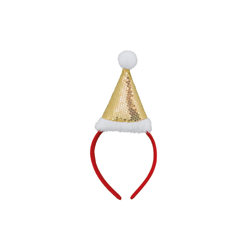 Tiara com Gorros de Natal Dourados