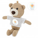 Ursinho pequeno com adesivo personalizado para presente de batizado