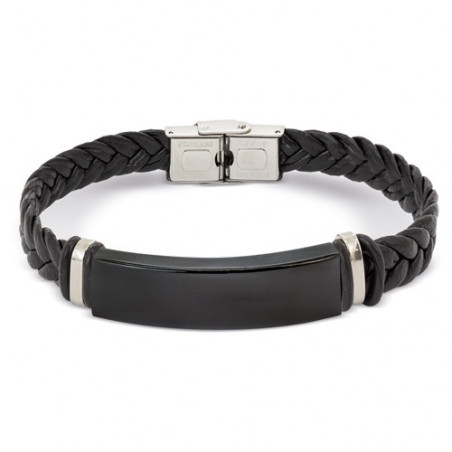 Pulseira de aço preta em caixa kraft preta com adesivo personalizável para lembrancinhas de casamento
