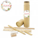 Conjunto de escrita em papelão e madeira com adesivo especial de Natal