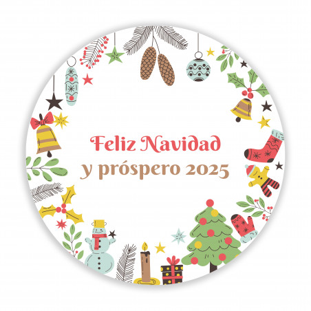 Protetor labial esférico vermelho em bolsa metálica e adesivo personalizado para o Natal.