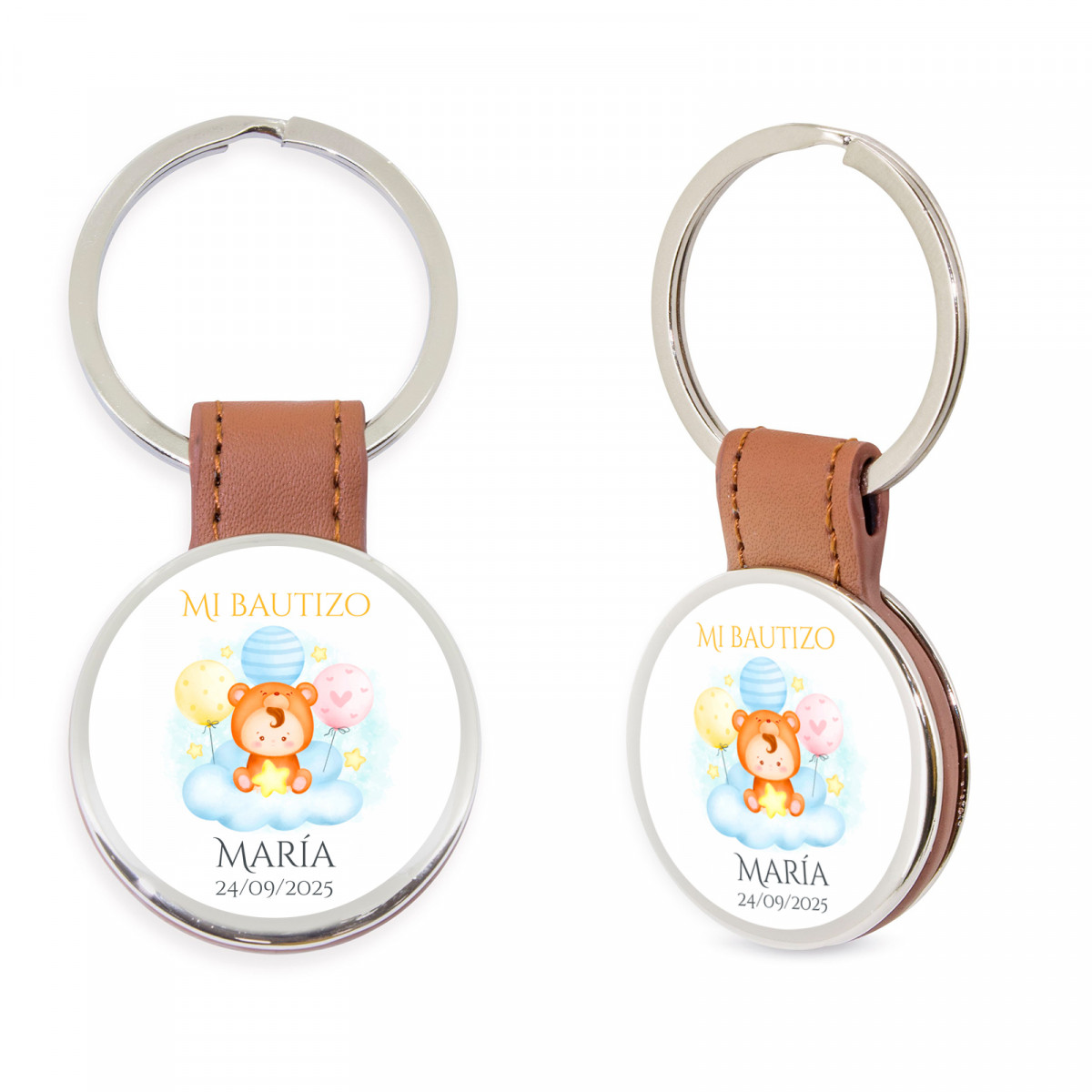 Chaveiro de metal personalizável com adesivo para lembrancinhas de batizado