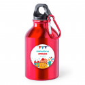 Garrafas vermelha com adesivo personalizável para detalhes