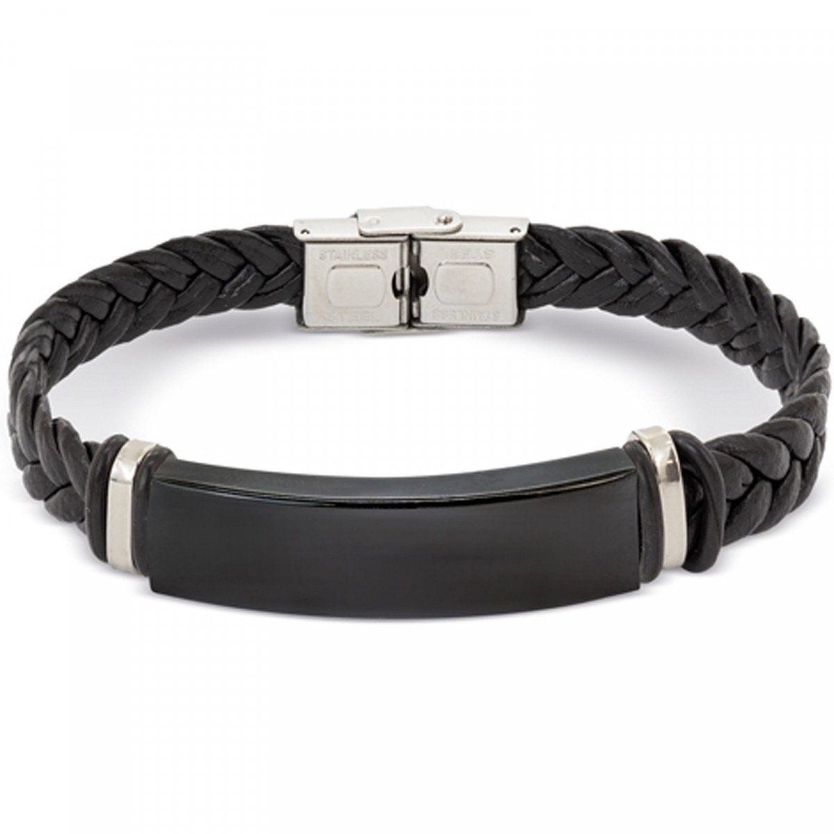 Pulseira preta de poliéster e aço