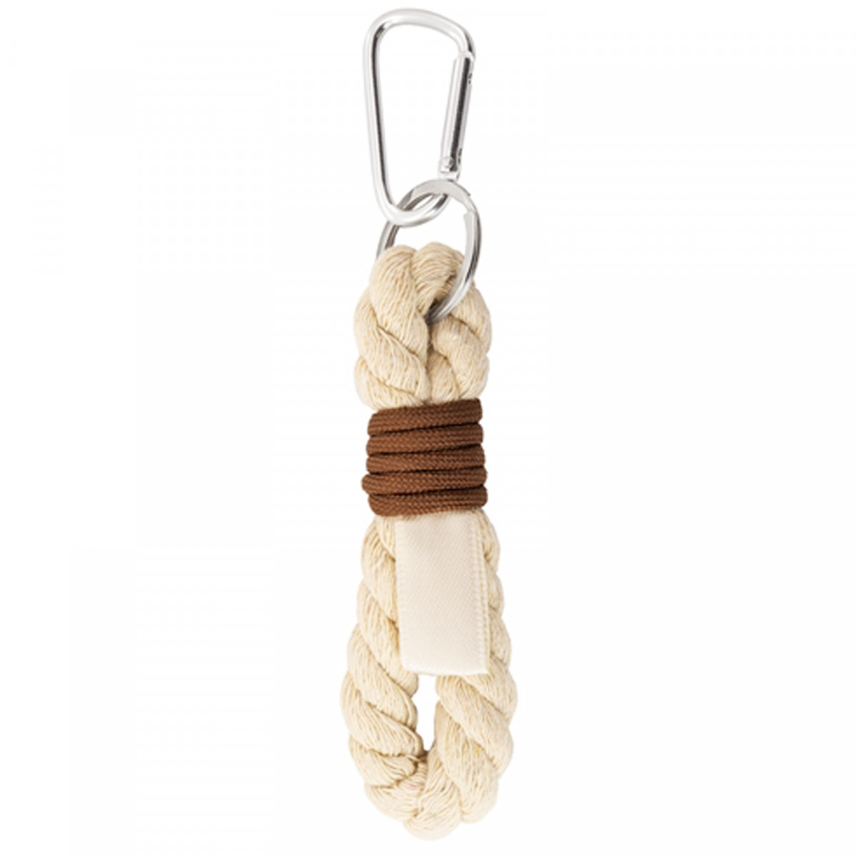 Chaveiro bege de algodão com mosquetão