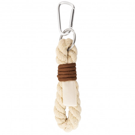 Chaveiro bege de algodão com mosquetão
