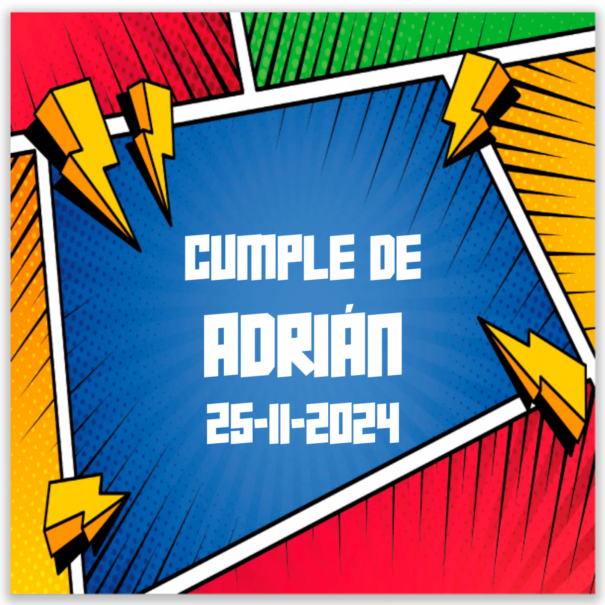 Adesivo quadrado 5x5cm estilo quadrinhos de super-heróis personalizável