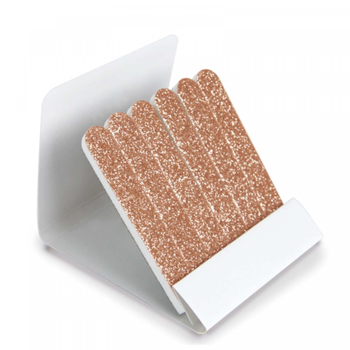 Lixas de unhas na cor bronze com purpurina em estojo