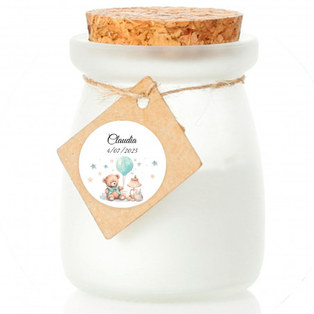 Vela de cristal com adesivo personalizado para detalhes de batizado