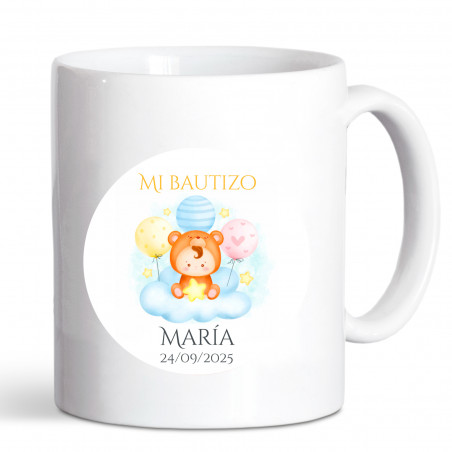 Caneca personalizada com adesivo para lembrancinhas de batizado