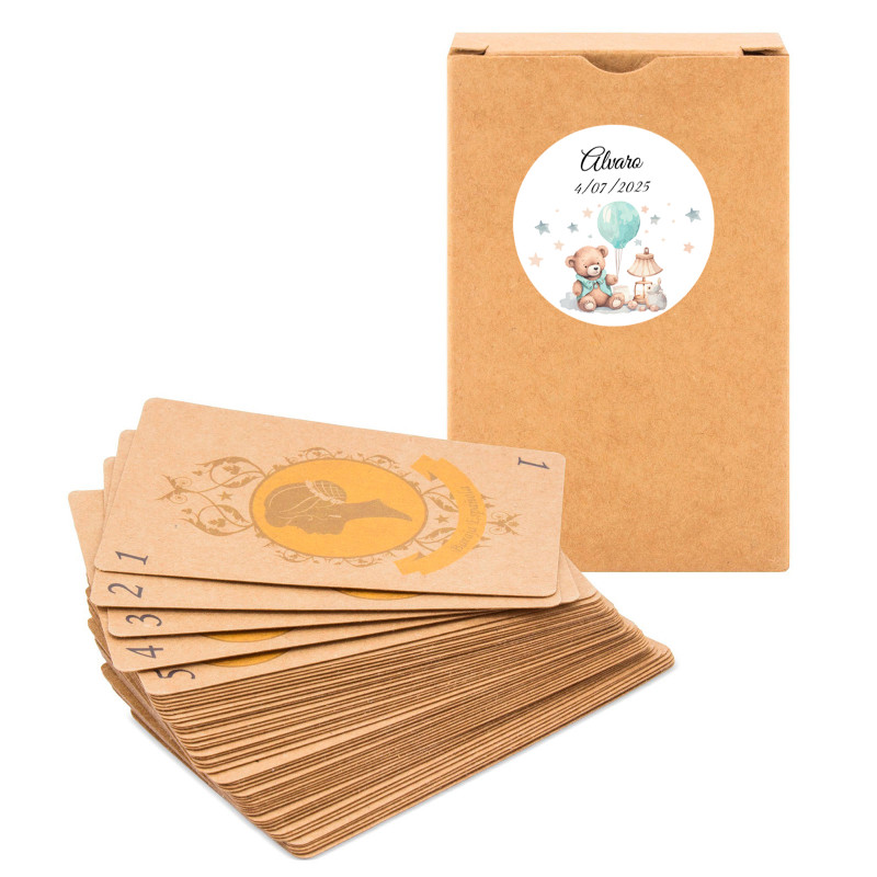 Baralho de cartas espanholas personalizadas para lembrancinhas de batizado