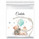 Pulseira anjo da guarda com cartão de batismo personalizado em bolsa de apresentação