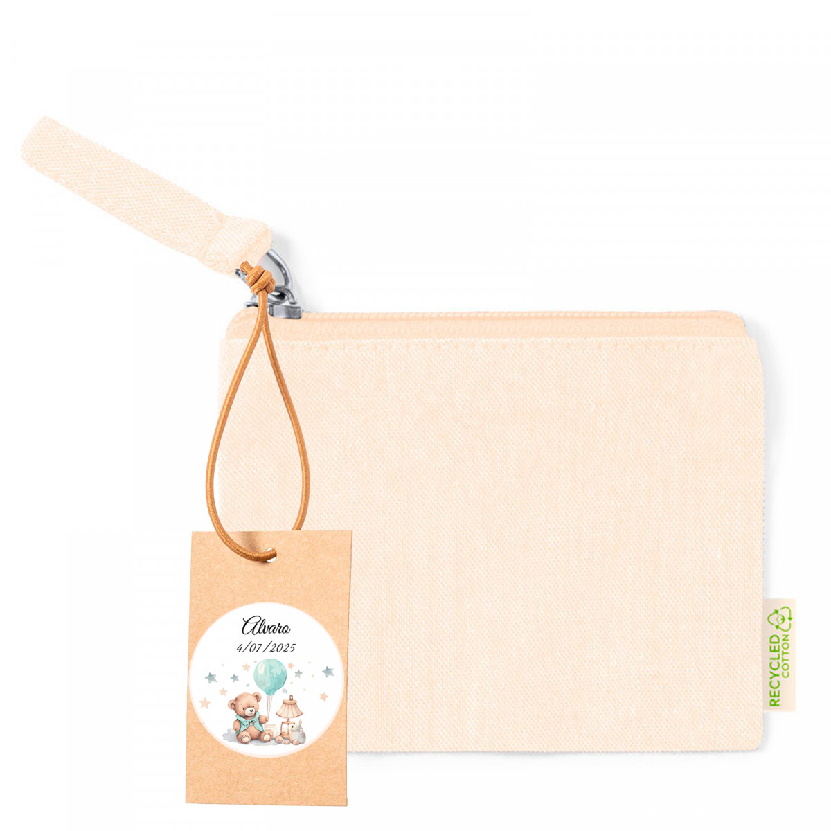 Bolsa com tag personalizada para pendurar com detalhes de batizado