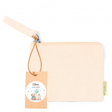 Bolsa com tag personalizada para pendurar com detalhes de batizado