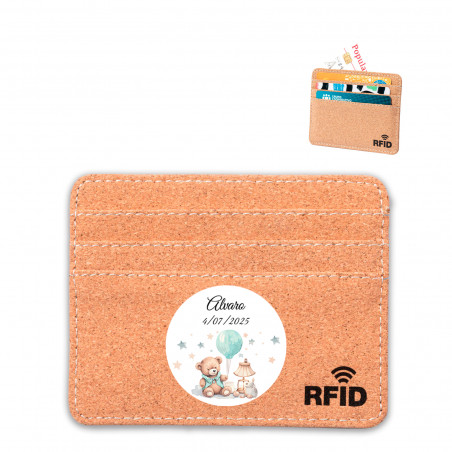 Porta-cartões ecológico com adesivo personalizado para lembrancinhas de batizado