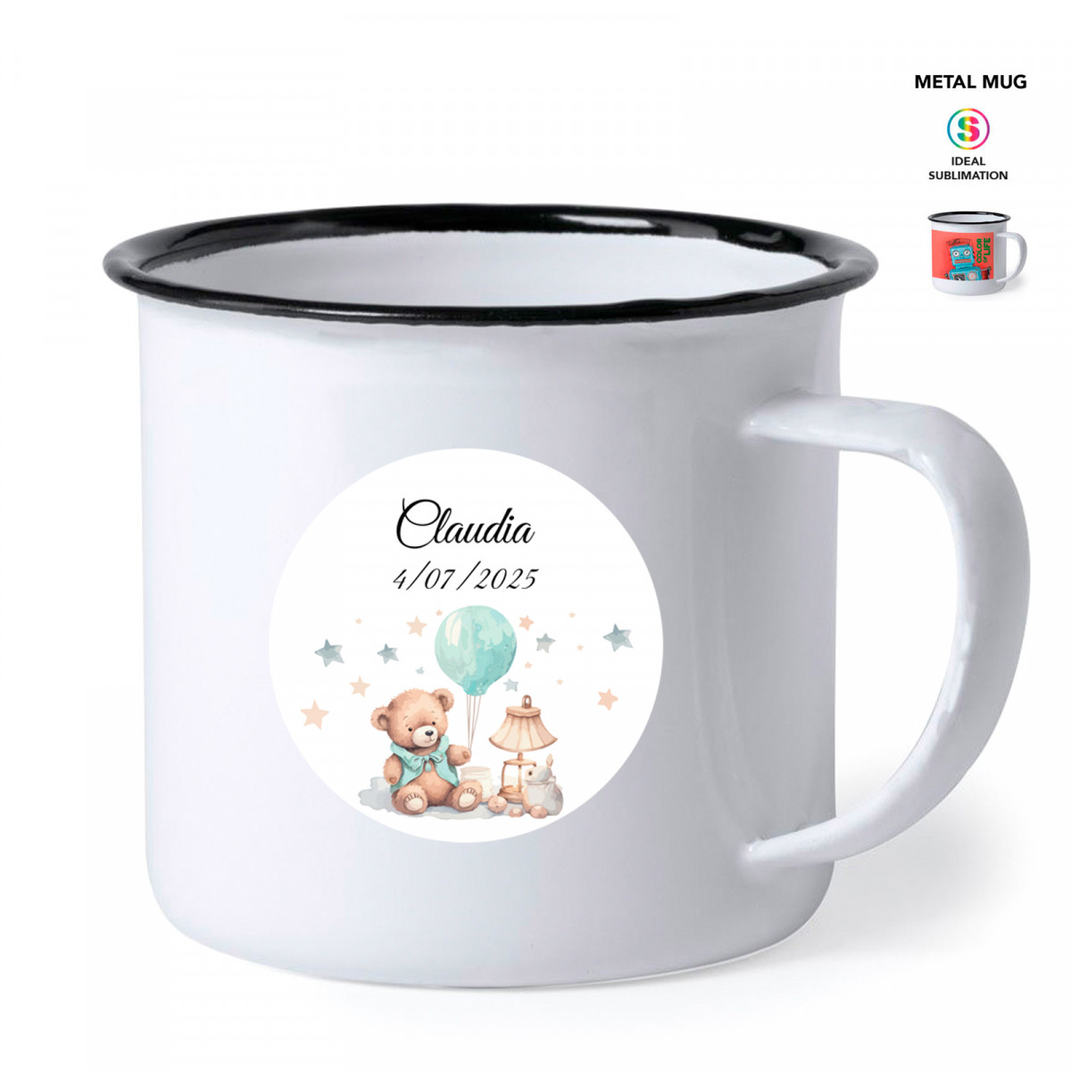 Caneca vintage personalizada para detalhes de batizados