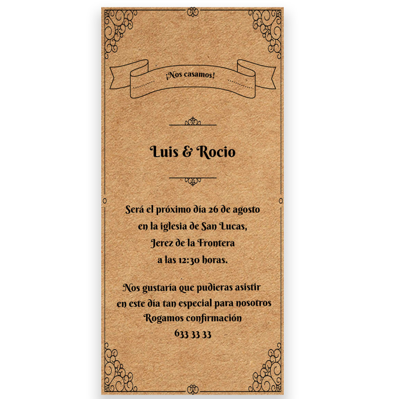 Convite de casamento com design de bordas clássicas personalizável