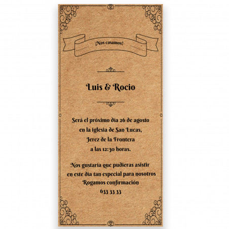 Convite de casamento com design de bordas clássicas personalizável