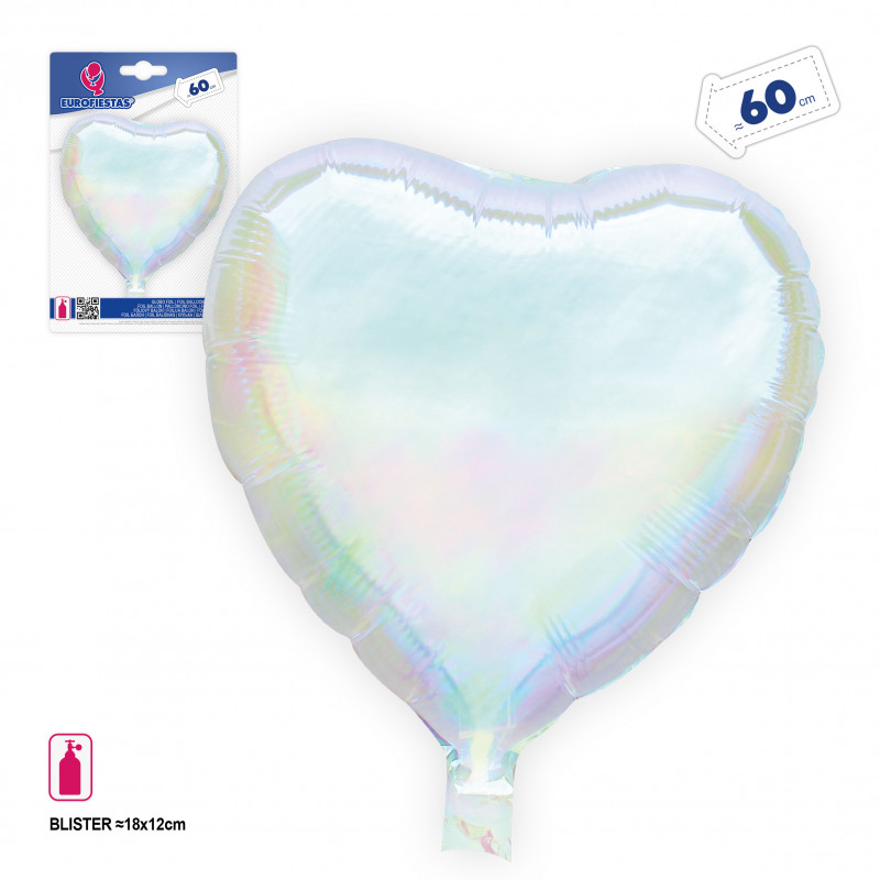 Globo em forma de coração iridescente de foil