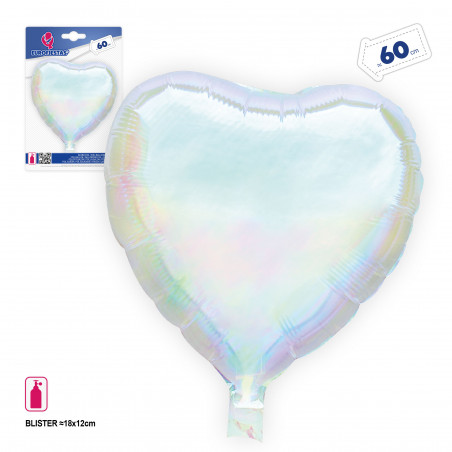 Globo em forma de coração iridescente de foil