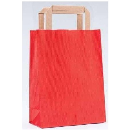 Delantal e chapéu de cozinha infantis vermelhos em bolsa de papel com adesivo personalizado para aniversários