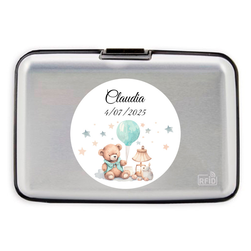 Porta-cartão sanfonado personalizado para lembrancinhas de batizado