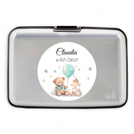 Porta-cartão sanfonado personalizado para lembrancinhas de batizado