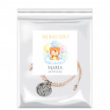 Pulseira com medalha decorativa em bolsa com adesivo personalizável para detalhes