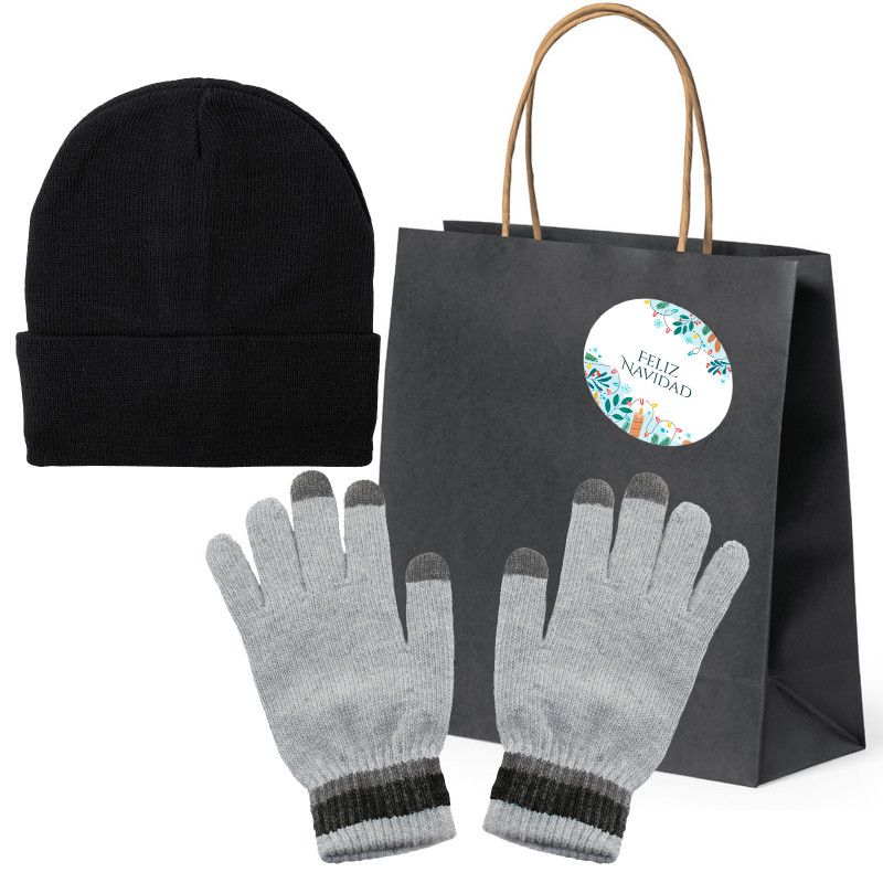 Luvas para homem e gorro de presente de Natal