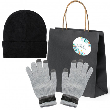 Luvas para homem e gorro de presente de Natal